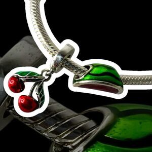 Watermelon and Cherries S925 Sterling Silver Pandora Moments Compatible Charms